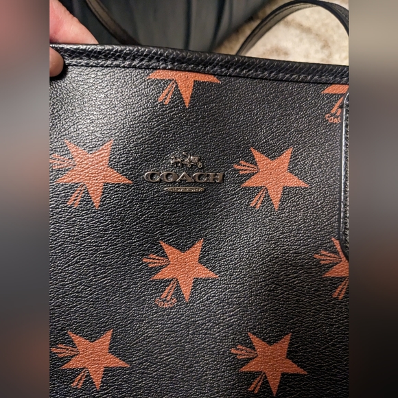 COACH STAR CANYON PRINT COATED CANVAS LARGE CITY Stars TOTE (Black & Brown) - Picture 6 of 8